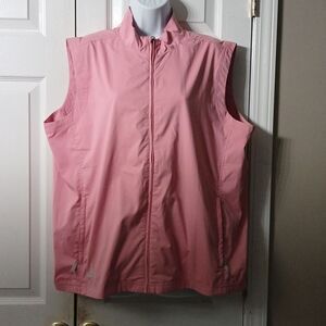 Adidas pink lightweight climaproof Wind zip up vest with zipper pockets  Sz XL